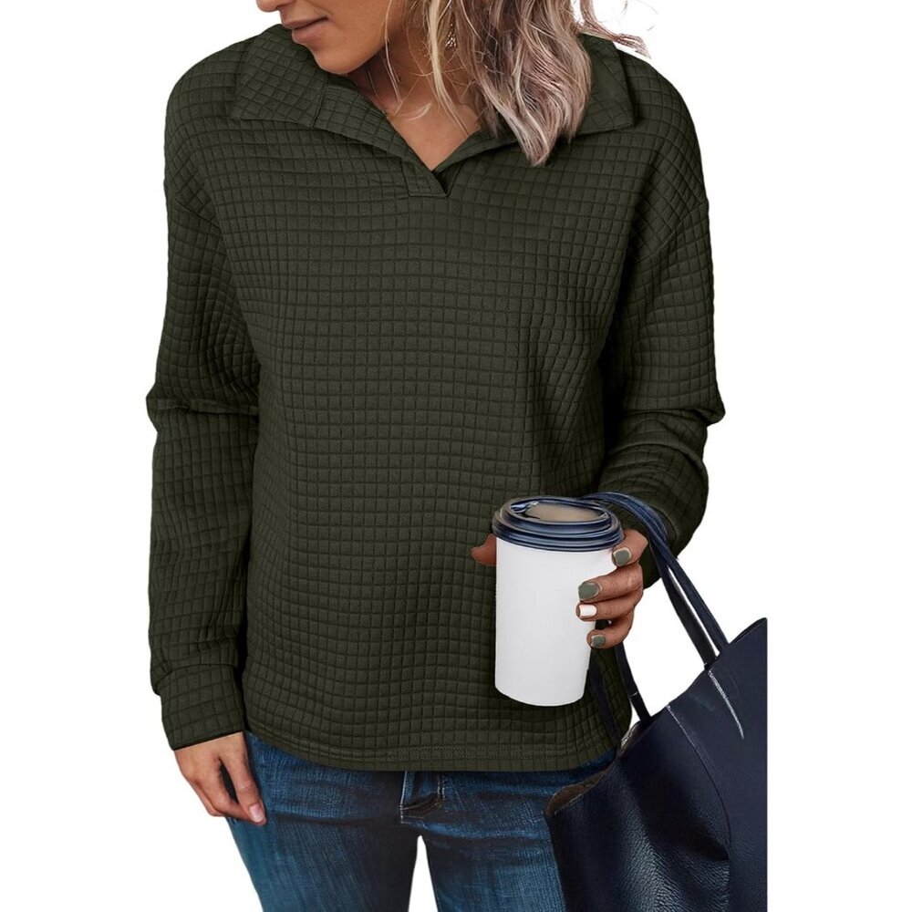 Women’s Oversized Sweatshirt Waffle Top Casual Long Sleeve Pullover